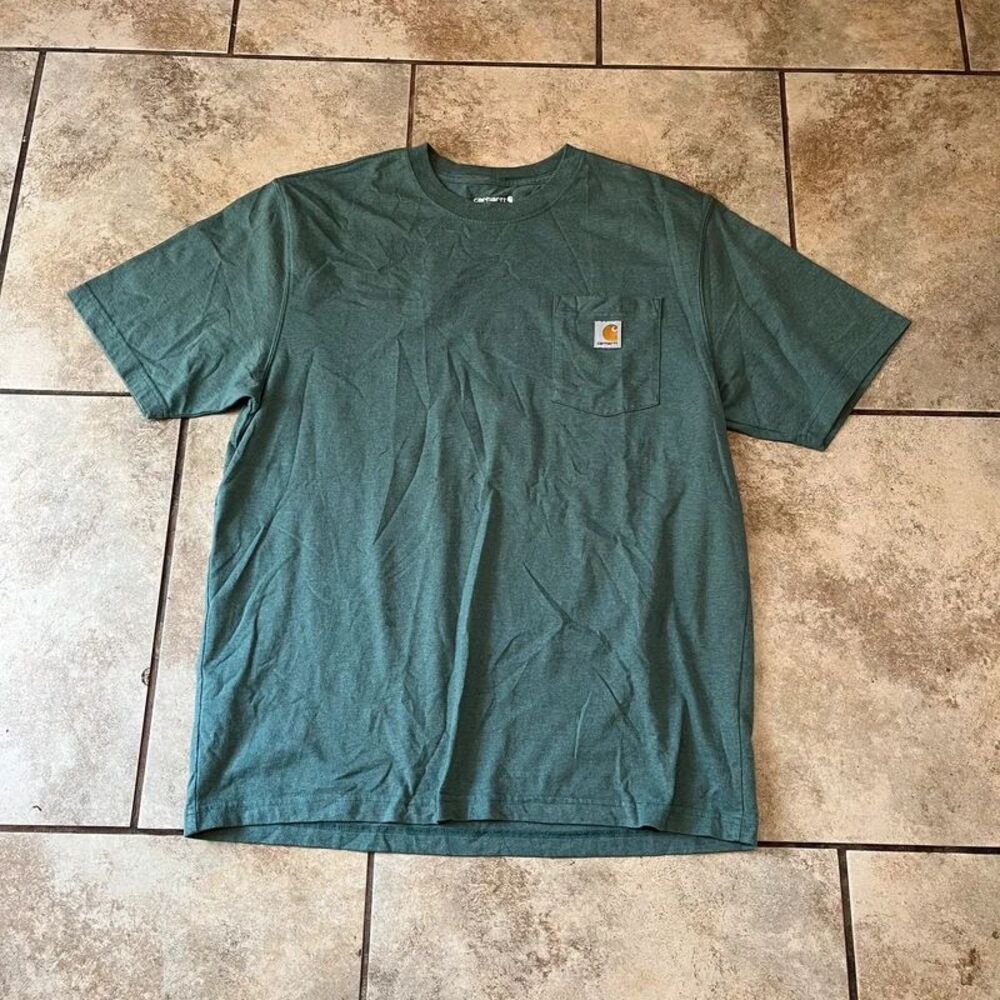 Carhartt Men's Pocket Tee Green Short Sleeve Workwear T-Shirt Size L
